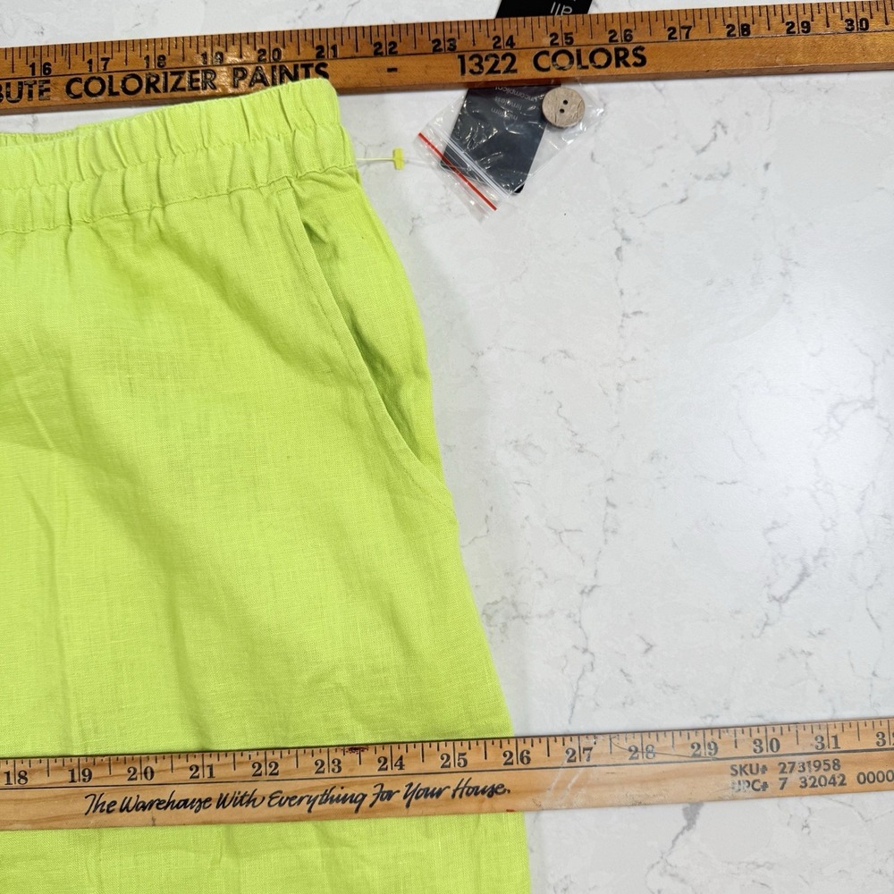 Ali Miles Lime Womens Cropped Linen Blend Pockets Wide Leg Artsy Fringe Pants 2X - Picture 8 of 16